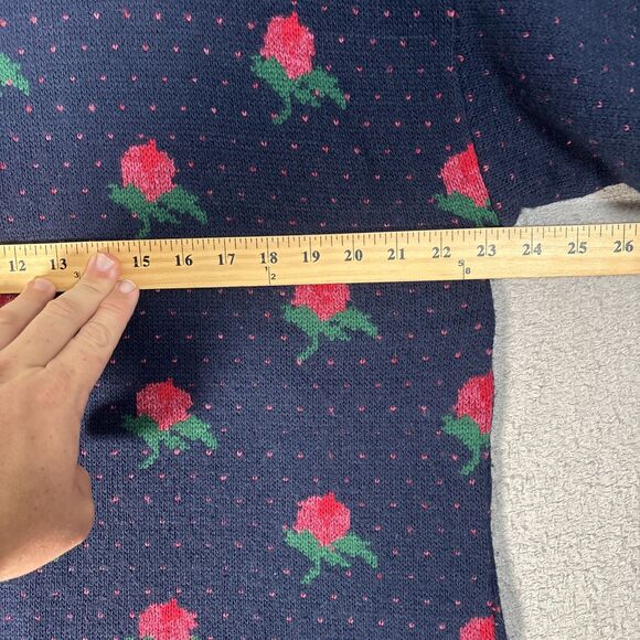 Vintage Laura Tyler Sweater Women’s XL Rose AOP Adele Knit Cottagecore Holiday - Picture 9 of 16